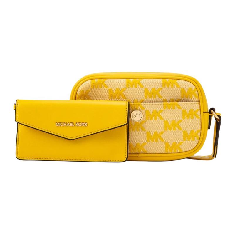 MICHAEL KORS Maisie zipper closure cotton and polyester crossbody bag small women's yellow