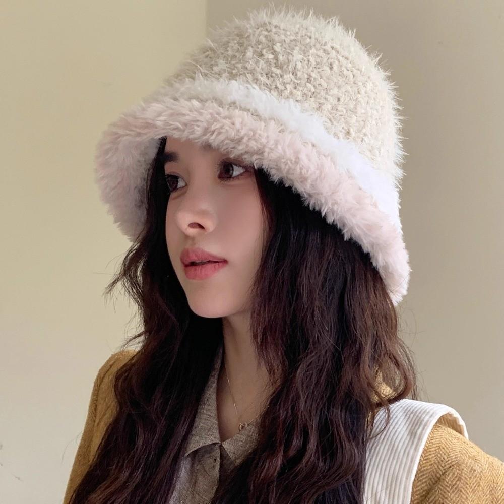 55cm To 59cm Head Circumference Fuzzy Fleece Bucket Hat Cold Proof Basin Hat Cold Weather Wear