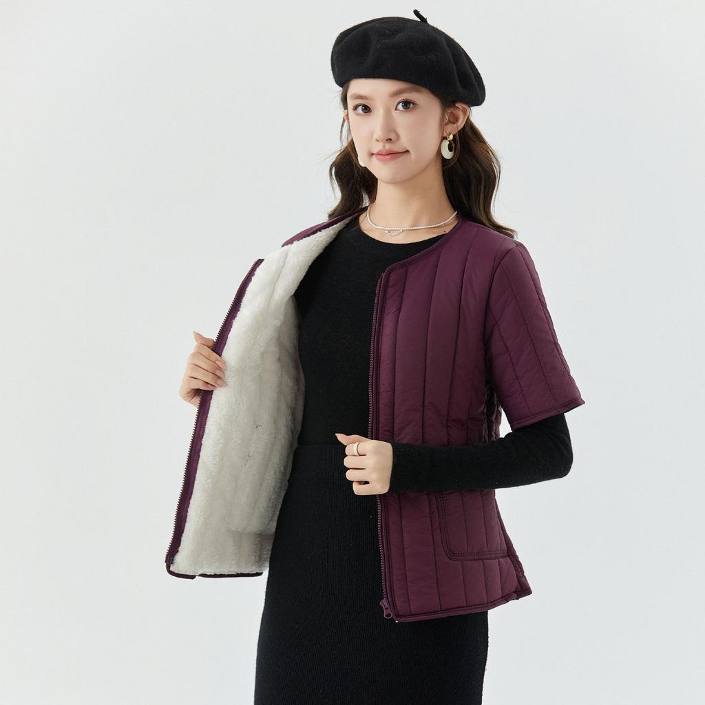 Модная, теплая и удобная, на молнии, легкая, теплая, хлопковая подкладка, женская домашняя одежда из хлопка, хлопковая одежда, утепленный топ с короткими рукавами 2466