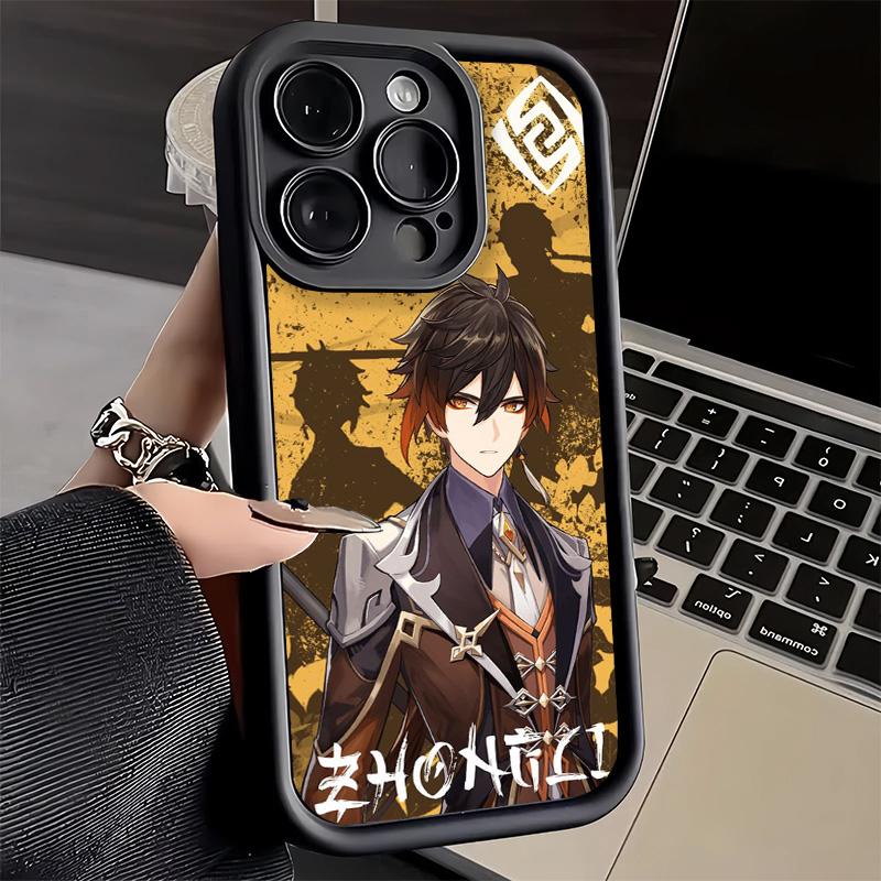 Чехол для телефона iPhone 17 Air 16E 15 16 Pro Max Genshin Impact Zhongli Чехол 14 Plus 13 12 Mini Мягкий Силиконовый Fundas