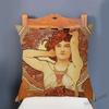 Vintage European Art Nouveau Mucha Gallery Decorative Sofa Pillow Cover Beautiful Beauty Girl Cotton Linen Luxury Cushion Cover