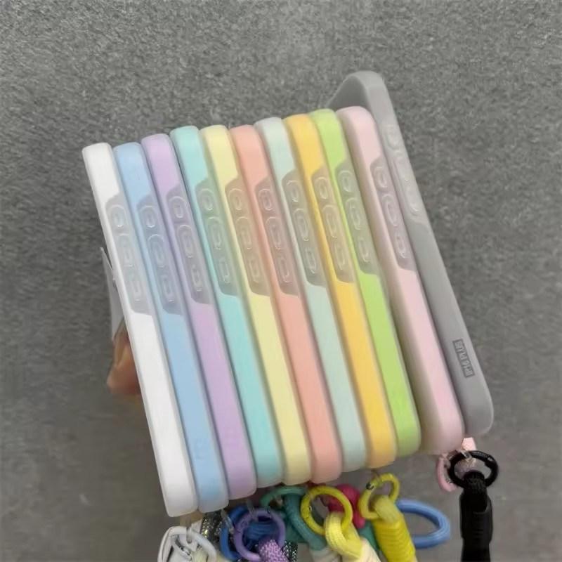 Роскошный Мягкий Силиконовый Чехол для Magsafe со шнурком для iPhone17 16 15 14 Plus 13 12 Pro Max Беспроводная Зарядка Магнитный Прозрачный Чехол