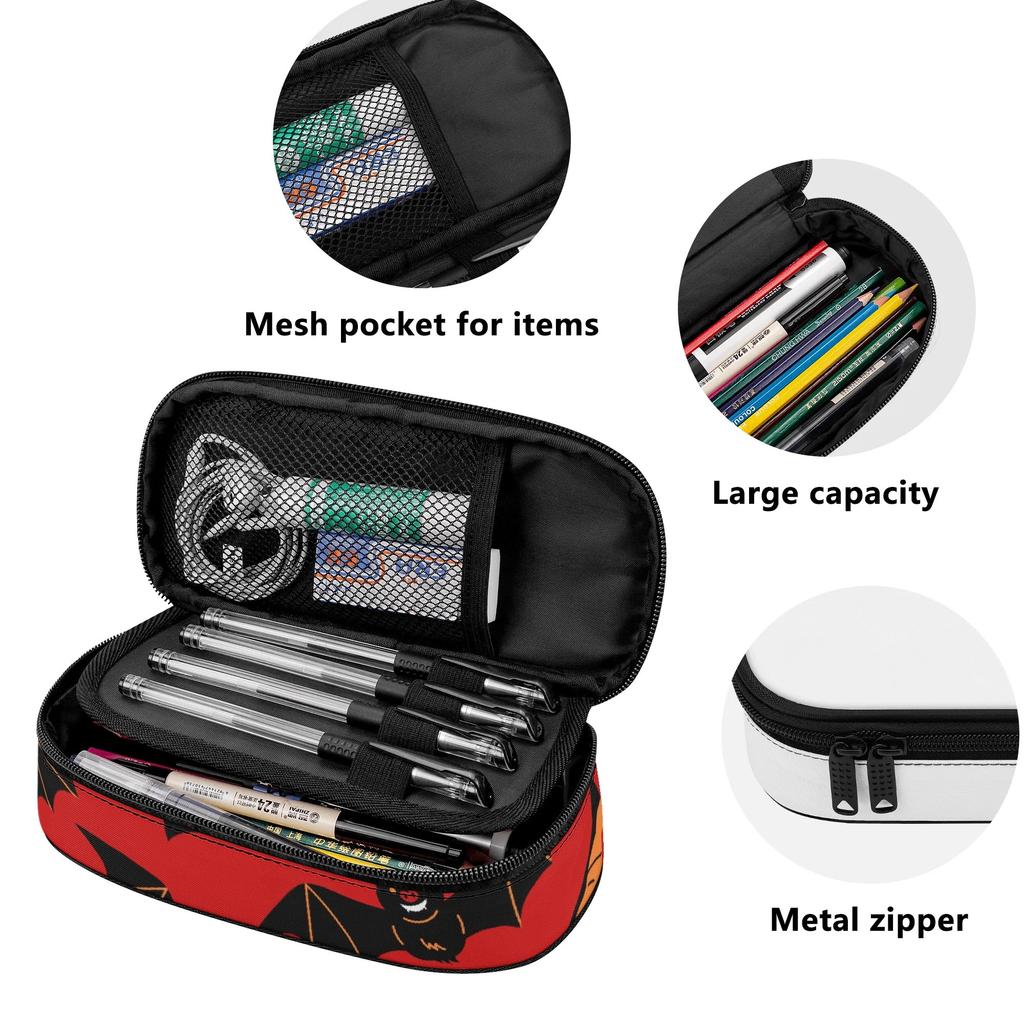 Pencil Bag Lightweight 300D Polyester Smooth Zipper with Mesh Pocket Removable Divider and Pen Slots for College and School Use