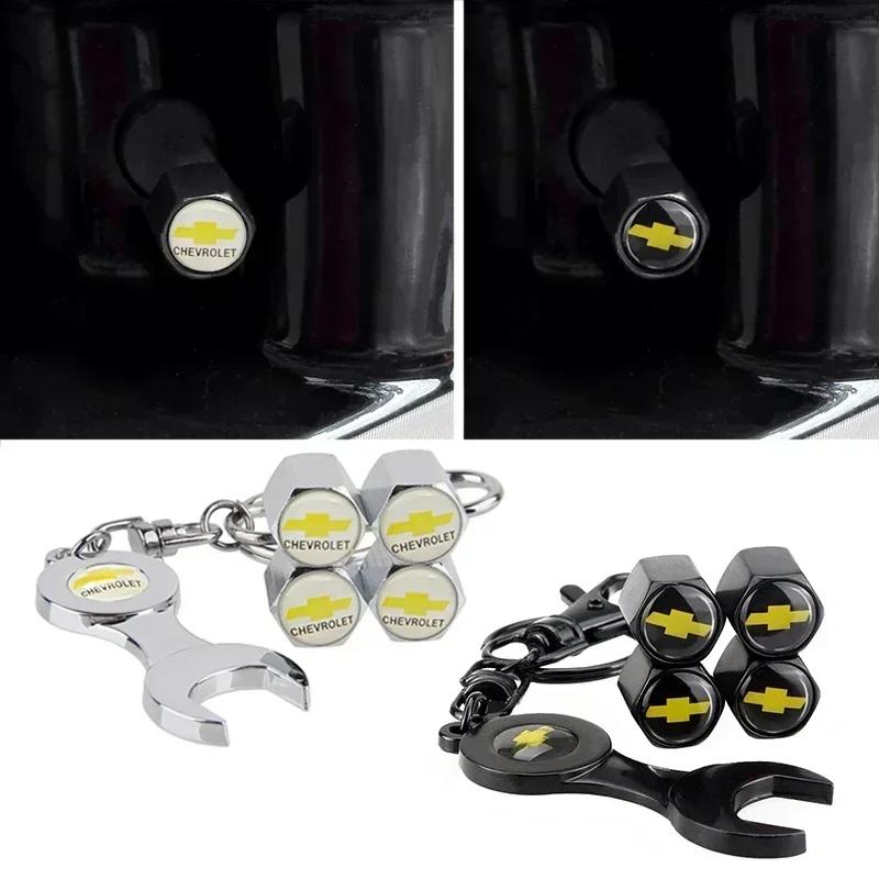 CCTNM1 Car Wheel Tire Valve Cap with Wrench Keychain for Chevrolet Cruze Aveo Silverado Captive Traverse Spark Equinox Malibu Sonic SS
