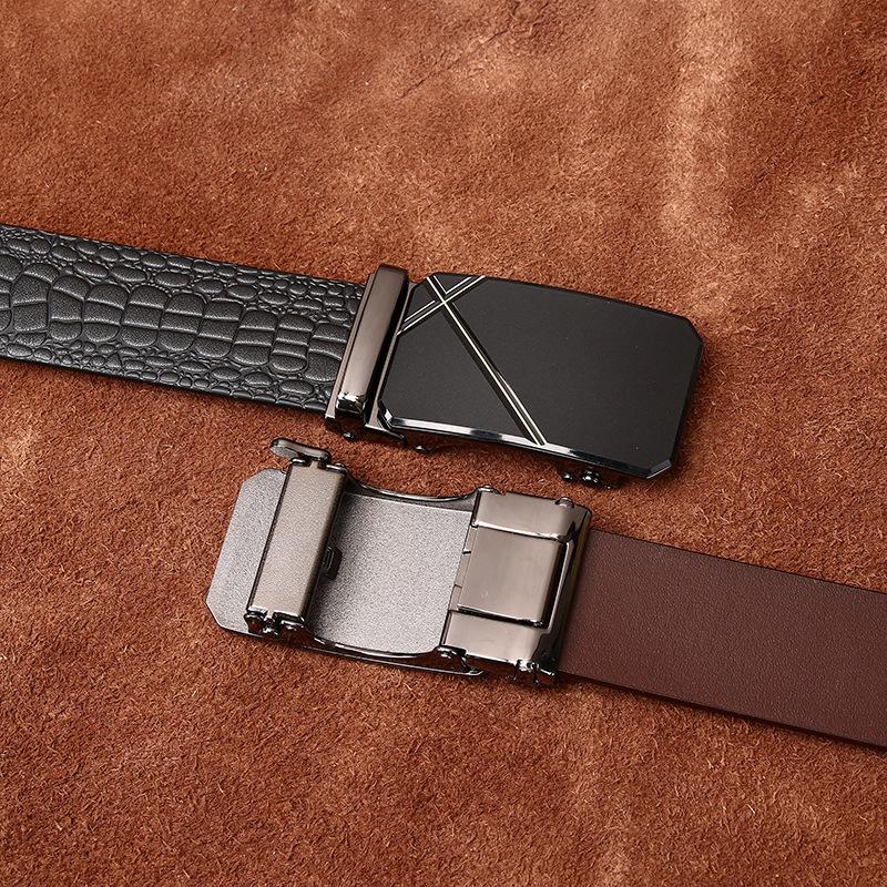 Мужской ремень деловой повседневный с тиснением под крокодила, натуральная кожа крупного рогатого скота, комфортный ремень с застежкой-молнией