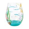 Enesco Disney Lolita "An Ocean of Dreams" Ariel Little Mermaid Stemless Wine Glass, Hand-Painted Decorative Glassware with Gift Box, 6017420