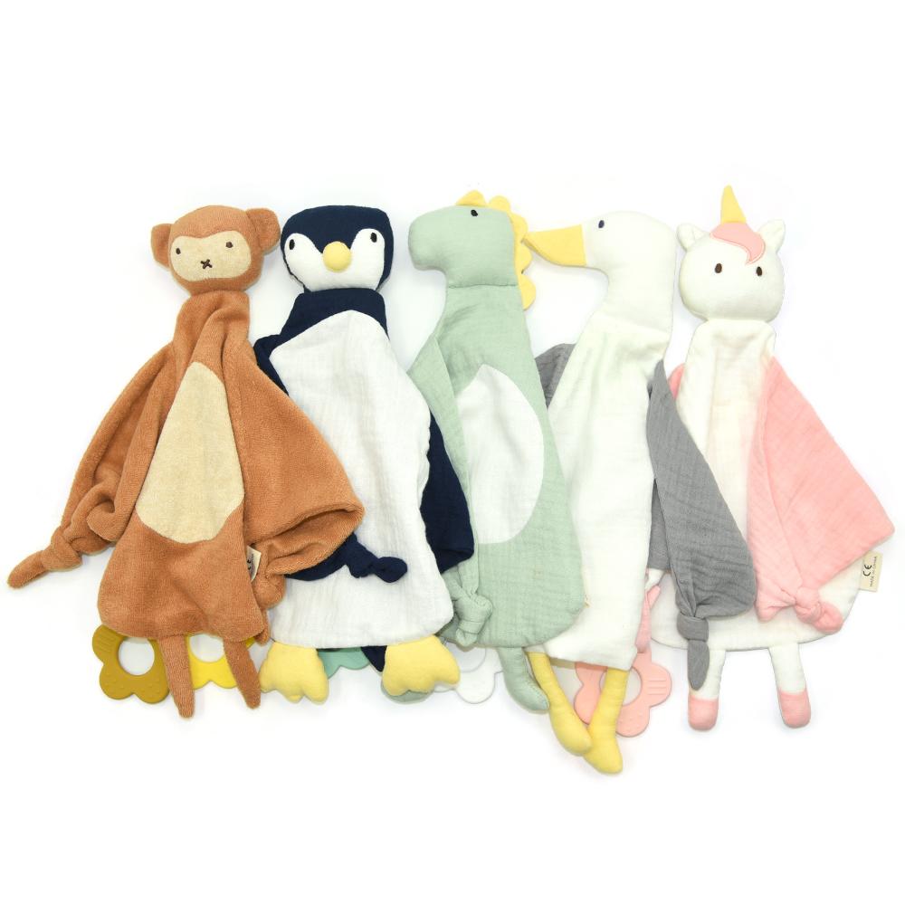 Stack Organic Muslin Cotton Baby Blanket With Cute Goose Plush Toys Muslin Security Blanket Baby Comforter
