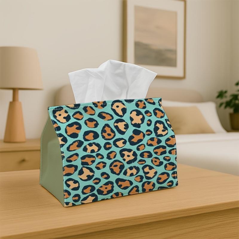 1pc Contemporary Pop Art Tissue Holder - Leopard Print Design, Sturdy Napkin Organizer for Vehicle, Kitchen, Dining Area, Home Decoration - Stylish Ta