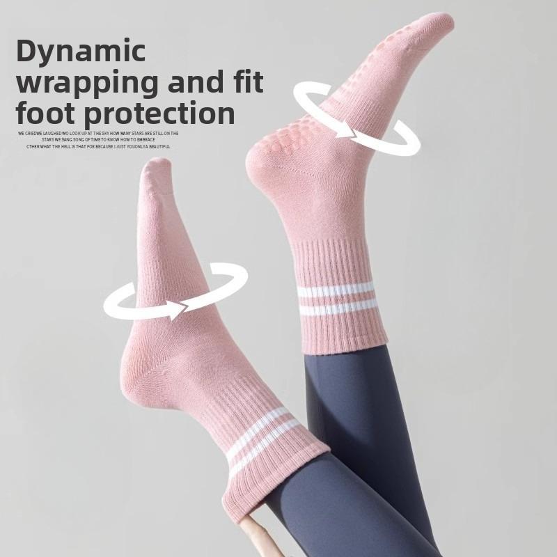 Женские осенне-зимние фитнес-носки для йоги и спорта, высокие, нескользящие для пола