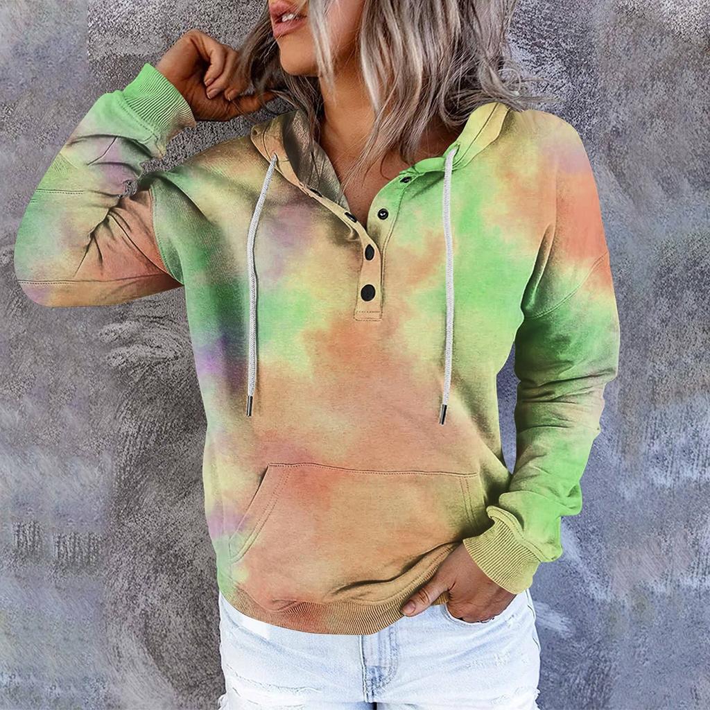 Женские толстовки с капюшоном на пуговицах и шнуровке, пуловеры, повседневные топы с длинными рукавами, рубашки