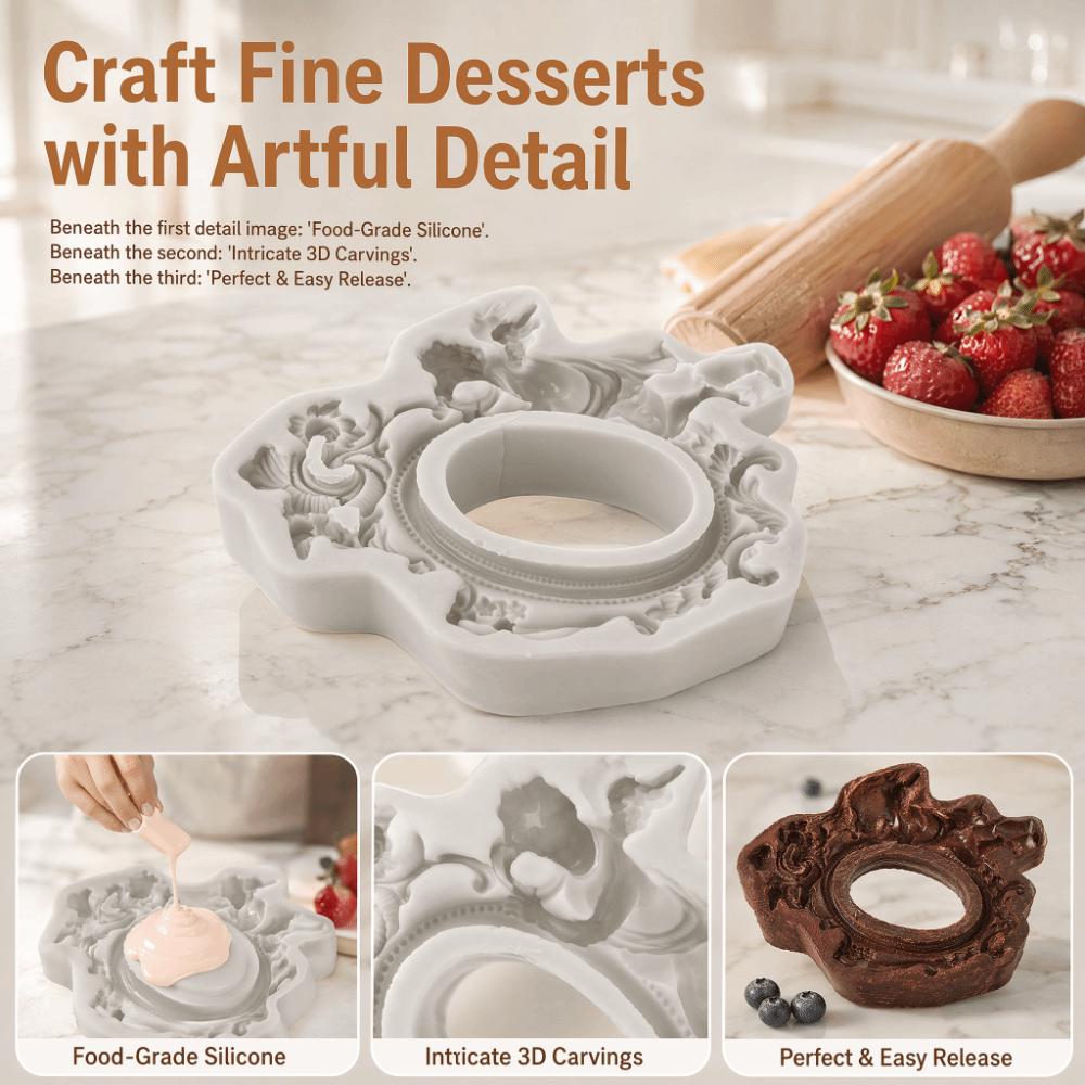 Pink Color Silicone Fondant Mold 3D Sculpted Pattern Chocolate Mould Baking Decor Tool Baking Use