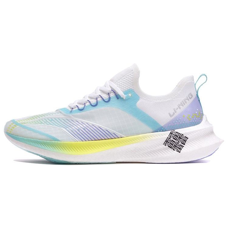 Кроссовки Li Ning Feidian Challenger One Piece Woven Speed Low Top для бега, мужские кроссовки, белые, синие, фиолетовые, ARMR011-1