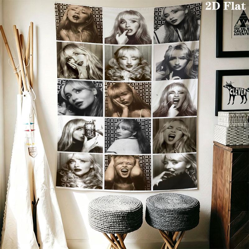 Sabrina Carpenter Wall Hanging Printed Fabric Blanket Decorative Tapestries for Bedroom Living Room Home Decor