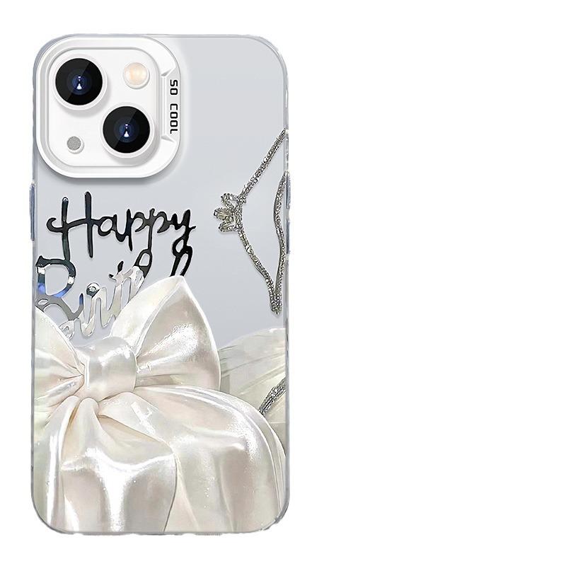 Подходит для чехла для мобильного телефона Apple 13 Iphone15plus Шелковый бант-подставка 14 цветов Серебристый матовый 13 Высококлассное ощущение