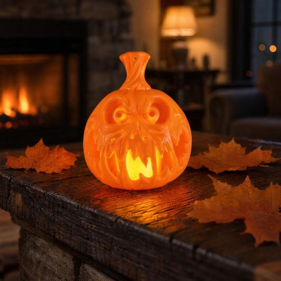 Halloween LED Light Night Light, Flameless Pumpkin Lamp, Decorative Creepy Lamp Atmosphere for Holiday Party Home Decor Indoor Lighting