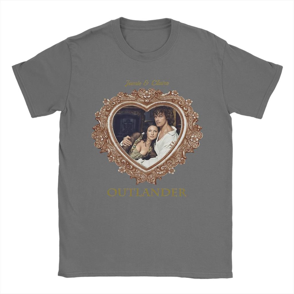 Outlander Jamie and Claire T Shirt Mens Cotton Novelty TShirts Crewneck Tees Short Sleeve Clothes 4XL 5XL 6XL