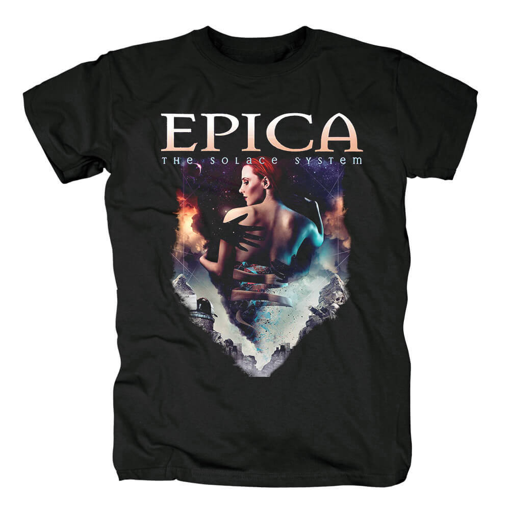 Группа Epica The Solace System Хлопок Черный Все Размеры Унисекс Рубашка Унисекс Футболка