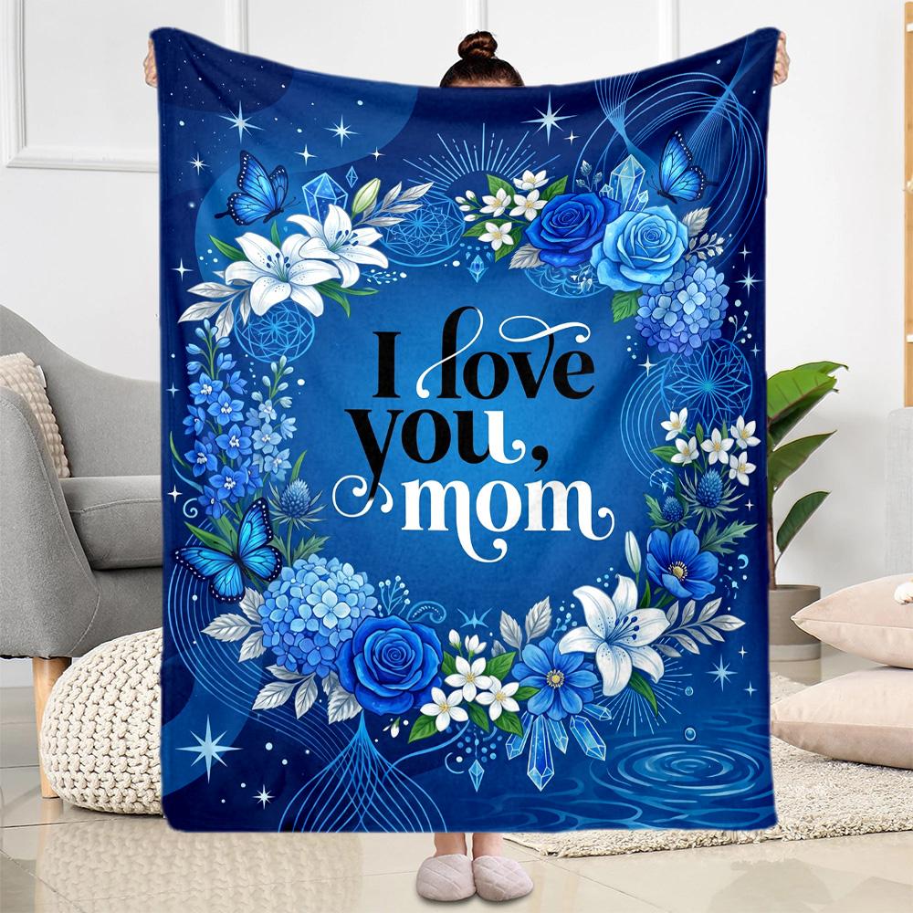Floral Tribute To Mom Flannel Blanket-Soft and Suitable for Sofas,Beds,Offices,Travel,All Seasons,Great Gift for Holidays and Birthdays.