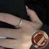 Корейское ретро геометрическое открытое кольцо с серебряным покрытием 925 пробы для женщин