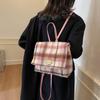 Spring New Design Contrasting Color Plaid Pattern Woolen Popular Cute Women's Backpack Women