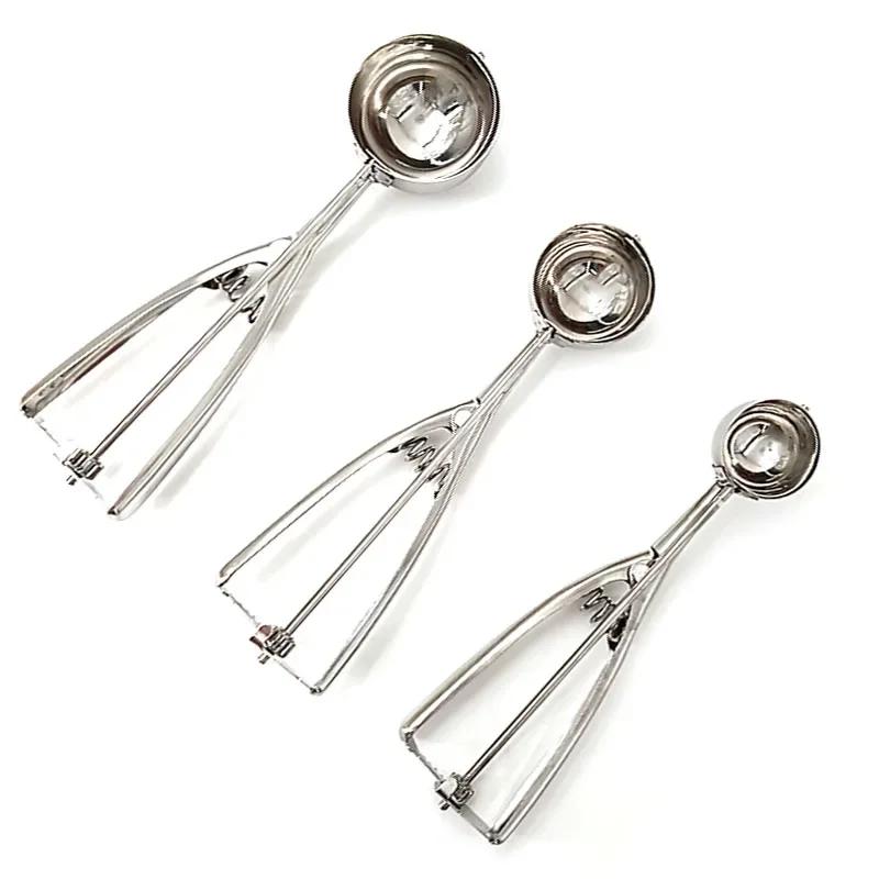 Stainless Steel Spoon Spring Handle Kitchen Stainless Ice Cream Mash Potato Scoop Kitchen Accessories 3 Size for Choos