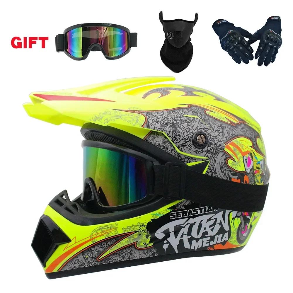 3 Gifts Full Face Motorcycle Helmet Off-road Motorbike Send Cross Capacete Motocross Casco Helmets Riding Motorcycle Helmet