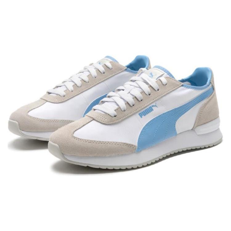 Puma R78 Неоновый текстиль, Разделенная коровья кожа, Искусственная кожа Низкие повседневные кроссовки Унисекс Белый Синий 392901-09