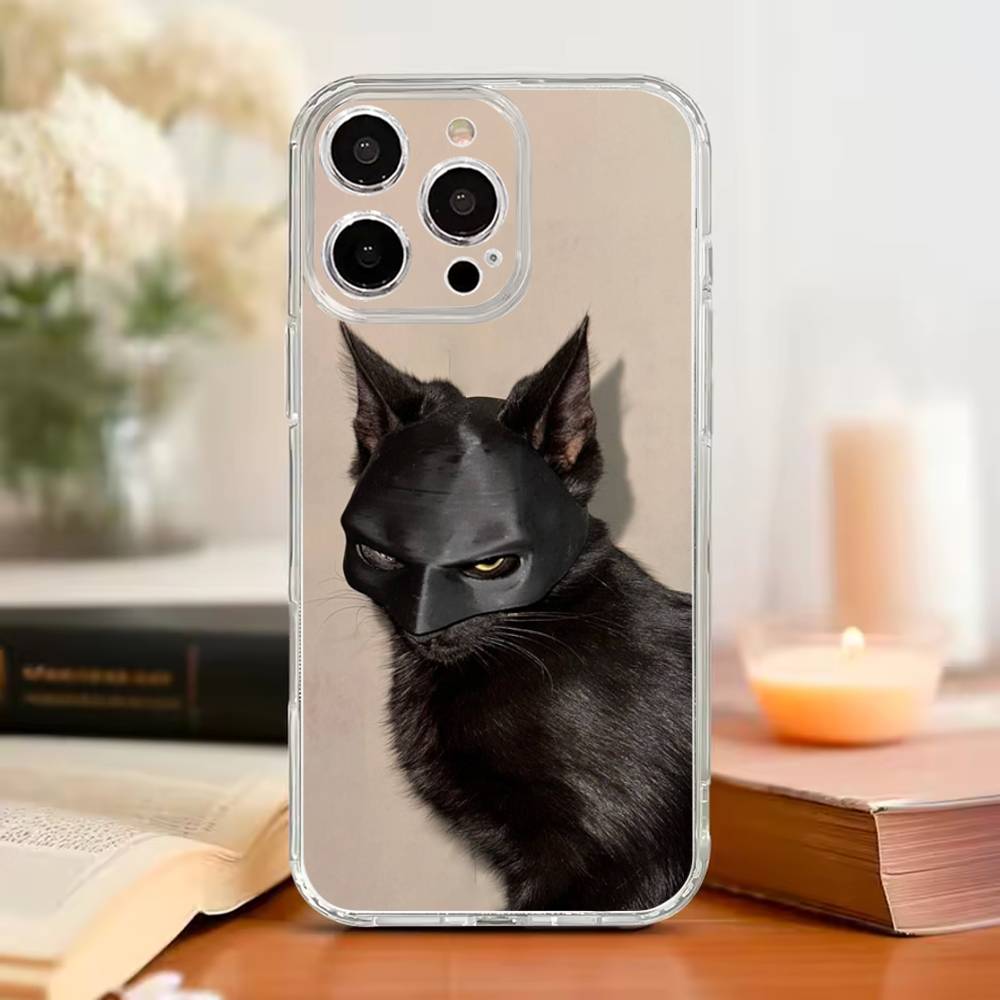 Смешные Мемы с Котами Чехол для Телефона Для iPhone17,16,15,14,13,12,11 Plus,Pro Max,Мягкий Прозрачный Чехол