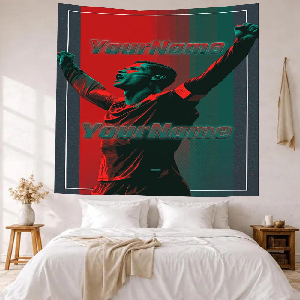 Cristiano Ronaldo Custom Your Name Wall Decor Tapestry Art For Pet Memorial Birthdaywedding Party Backdrop Family Gift