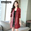 Plus Velvet Leather Trench Coat with Autumn Winter Double-coat Western Collar Imitation Sheepskin Coat for Women