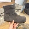 Ретро кожаные с толстой подошвой женские снегоступы 2025 зима новинка верхняя одежда бархатные нескользящие термо хлопковые сапоги