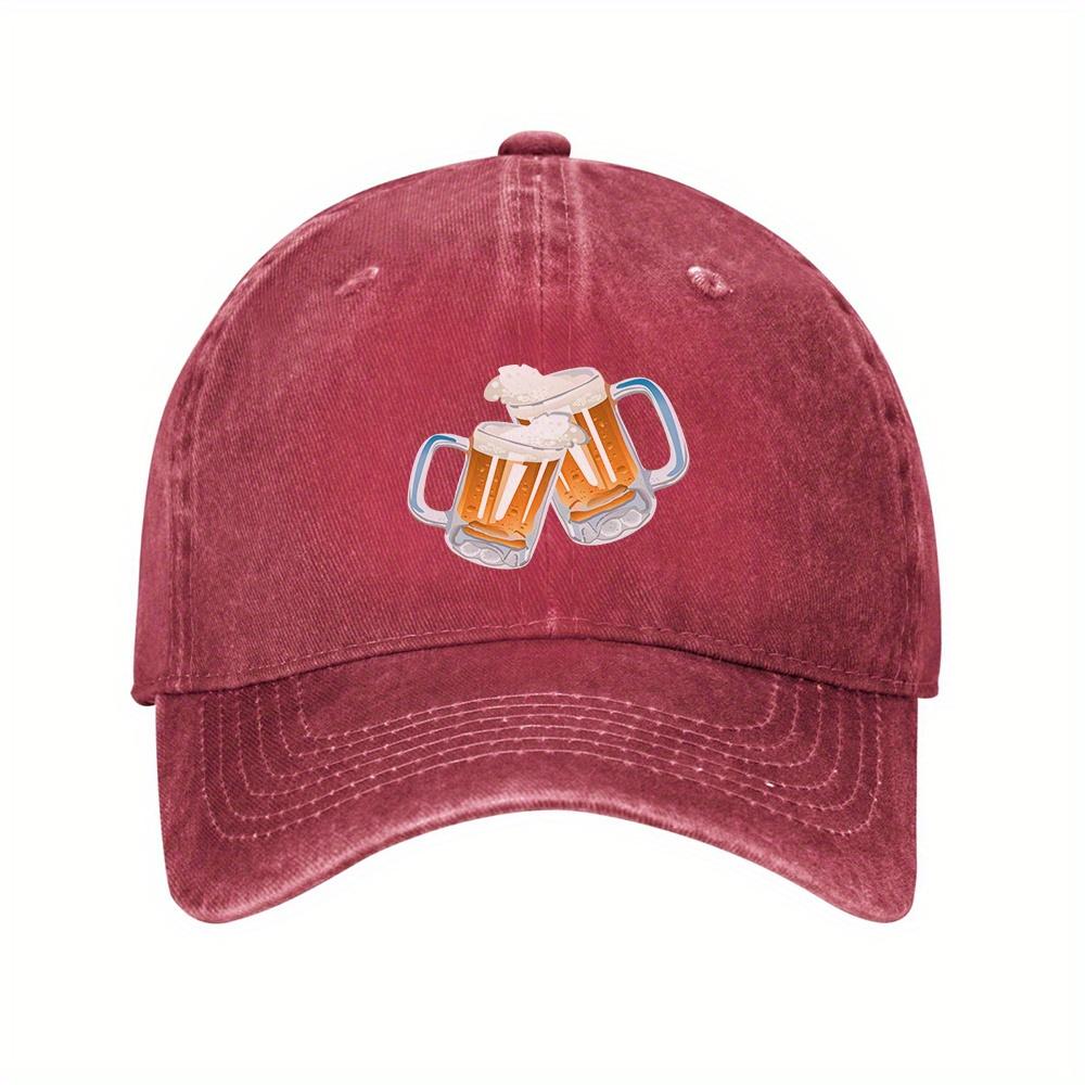 Beer Cheets Mugs Unisex Washed Baseball Cap Vintage Adjustable Casual Polyester Trucker Hat