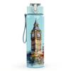 1PC London Tower Castle Pattern 750ml Color Plastic Sports Water Bottle Leakproof Flip Straw Lid Suitable for Sports Office Home Use