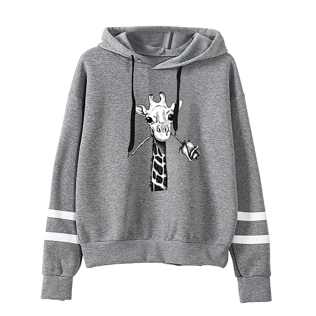 Womens Long Sleeve Hoodie Sweatshirt Letters Hooded Pullover Tops Blouse