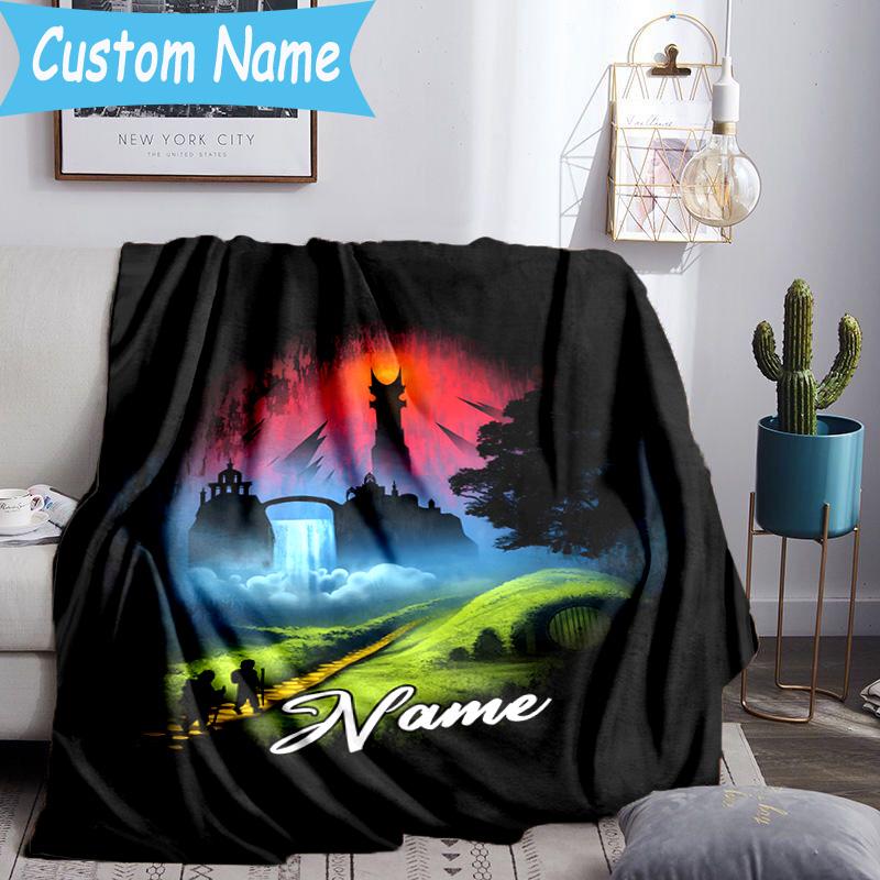 1PC Custom Name Flame Sword: Lord Battle Throws Blanket Flannel Blankets for Couch Bed Gifts for Men Women Travel Picnic Christmas fan Gifts