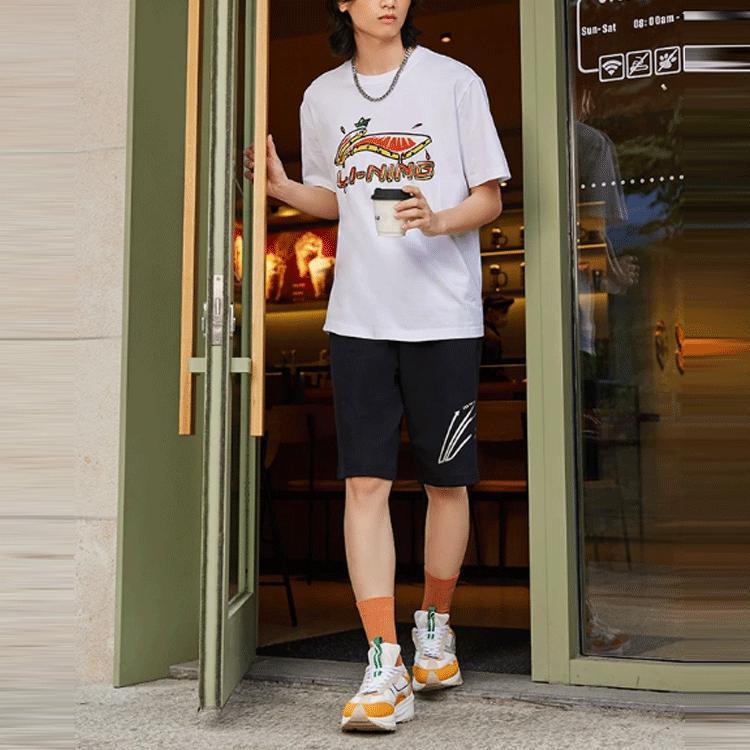 Li-Ning Cartoon Print Casual Short Sleeve T-Shirt Unisex Tops White AHSS561-1