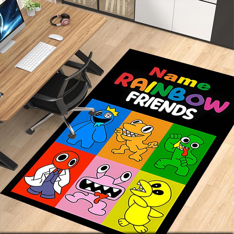 Custom Name Rainbow Friends Printed Carpet, for Office Chair Living Room Bedroom Kitchen Room Decor Gifts.