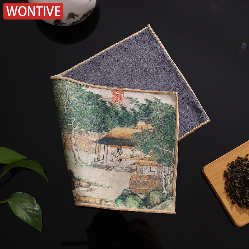 30*16 см Китайское Профессиональное Тканое Полотенце для Чая с Рисунком Раг Толстое Супер Впитывающее Высококачественный Набор для Чистки Чая Подставка под Чашку Аксессуары