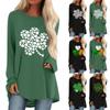 Women's Fashionable Loose Mid-length Round Neck Pullover St. Patrick's Day Printed Raglan Sleeves Long-sleeved Casual Top