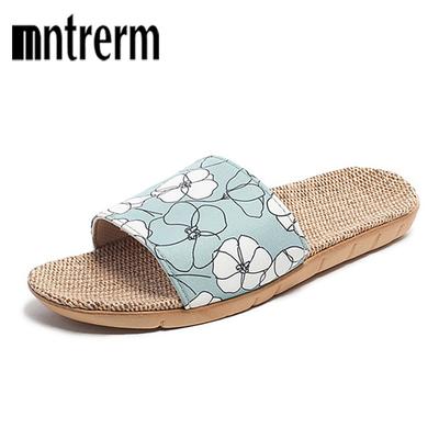 2023 Новые льняные тапочки женские летние домашние сандалии для пар с мягкой подошвой и летние тапочки для пола в подарок