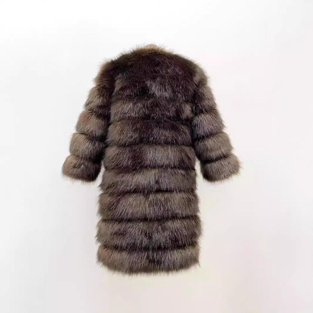 Меховая куртка женская новая осенне-зимняя одежда верхняя одежда темперамент модный искусственный мех сращивание имитация меха лисы теплое пальто