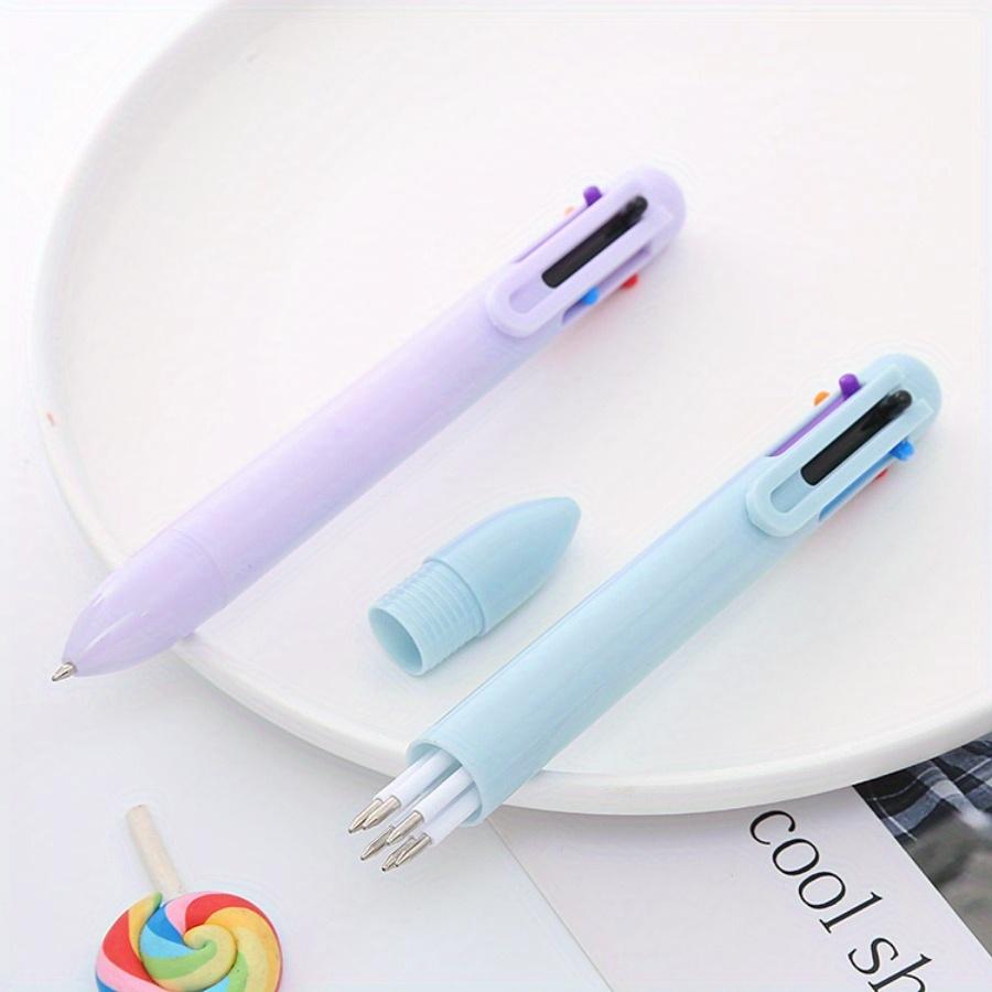 10pcs Creative Macaron 6-color Ballpoint Pen Solid Color Click Pen Multi-color Oil Pen Color Accounting Pen