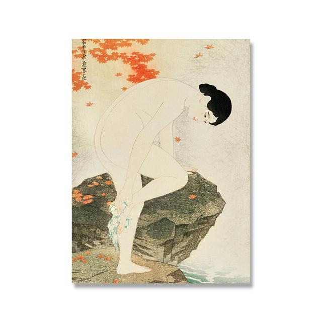 Рамка из цельного дерева, винтажные принты восточного искусства, картины, настенное искусство, гейша, японский Цучия Коитсу Укиеэ, скандинавские холсты, постеры, домашний декор