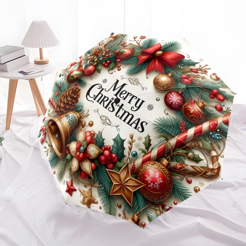 Chrismas Fashionable Automatic Opening/Closing Folding Umbrella. Portable and Foldable, Ideal for Gift, Travel, and Daily Use.