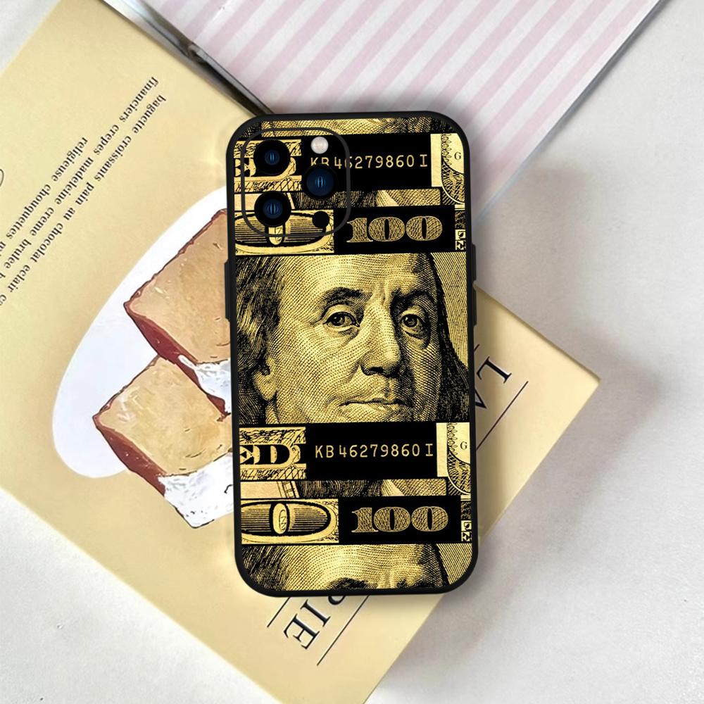 Чехол для телефона с дизайном долларовой банкноты FUNDA Для IPhone 12 11 13 14 15 16 Max Pro Plus Mini Мягкий силикон Черный чехол