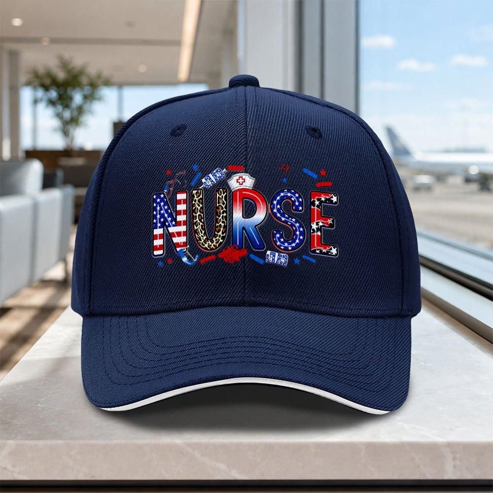 American Nurse Themed Adjustable Baseball Cap Lightweight Printed Unisex Hat