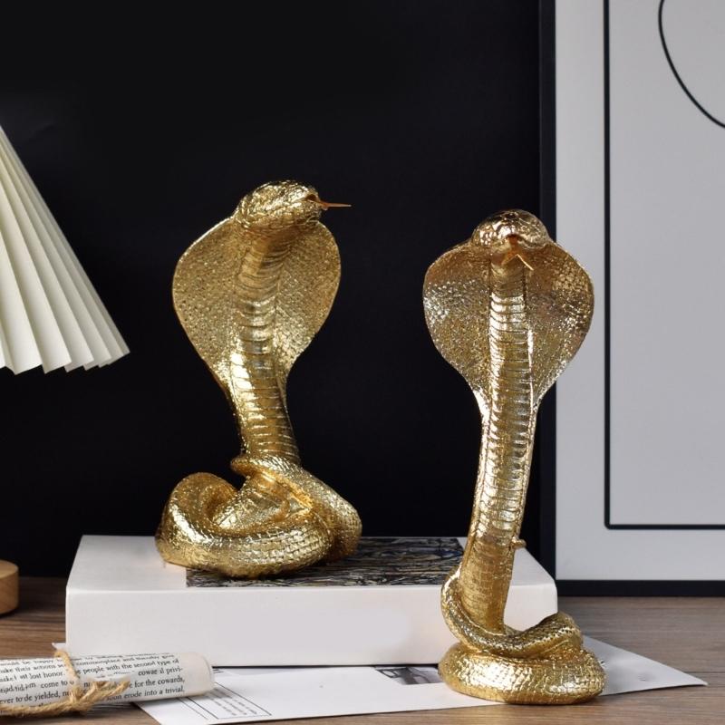 Resin Cobras Statues Figurines Retro Snake Statue Figurines Sculptures Tabletop Centerpieces Home Decors Collectibles