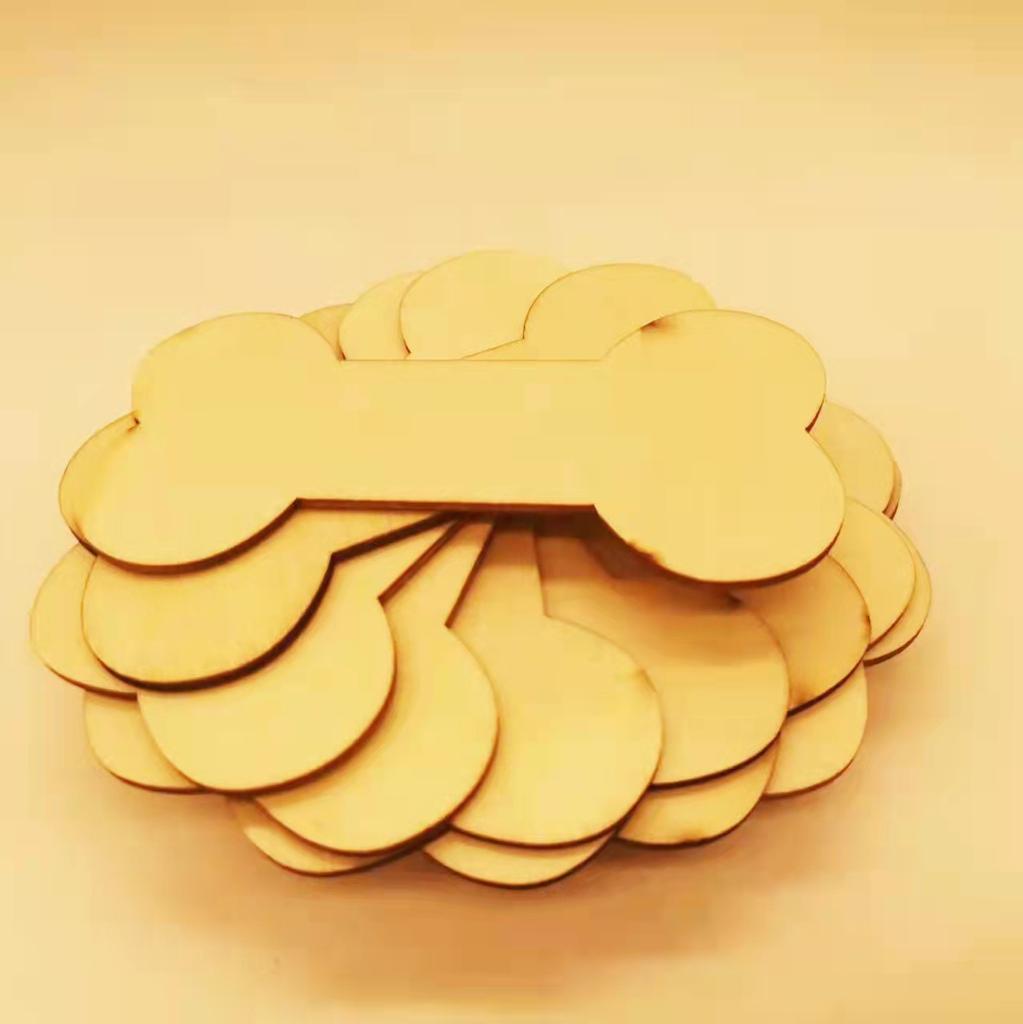 30 PCS Wooden Hollow Dog Bone Wooden Paw Print Crafts DIY Gift Party Decoration Label Painting Handmade