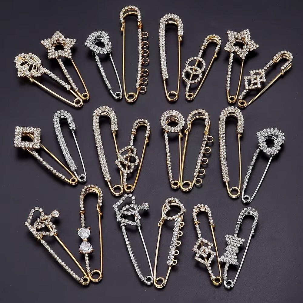 2pcs/lot With Loops Brooch Pins Alloy Brooch Making Accessories Rhinestone Brooch Base For Women