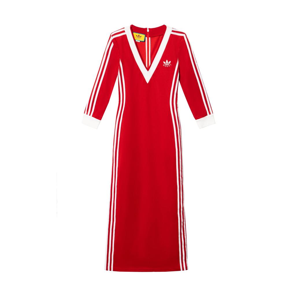 Gucci X Adidas Originals Осень/Зима 2022 Платье с длинным рукавом Женское Красное 712711-XJEGU-6480